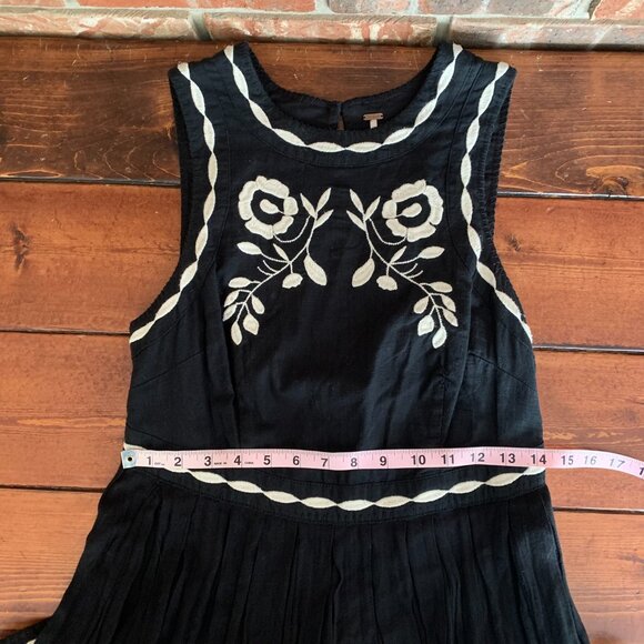 Free People Birds of A Feather Black / White Sleeveless Women's 6 Mini Dress EUC - Picture 13 of 14